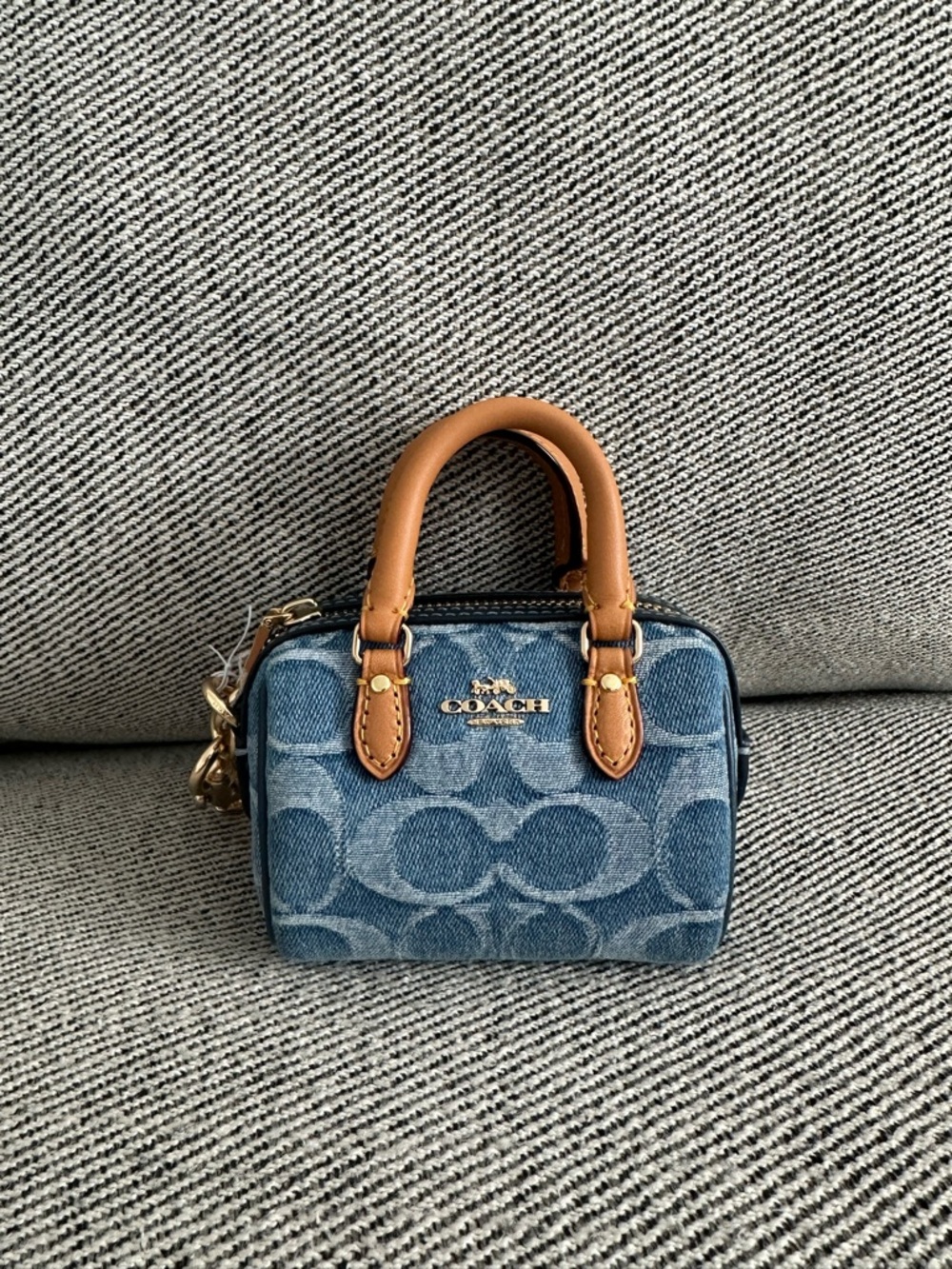 NWT Coach Mini Rowan Denim Signature BAG  CHARM #CDB20